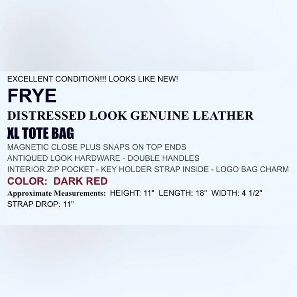 Frye Red Leather Tote Bag - Picture 12 of 12